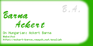 barna ackert business card